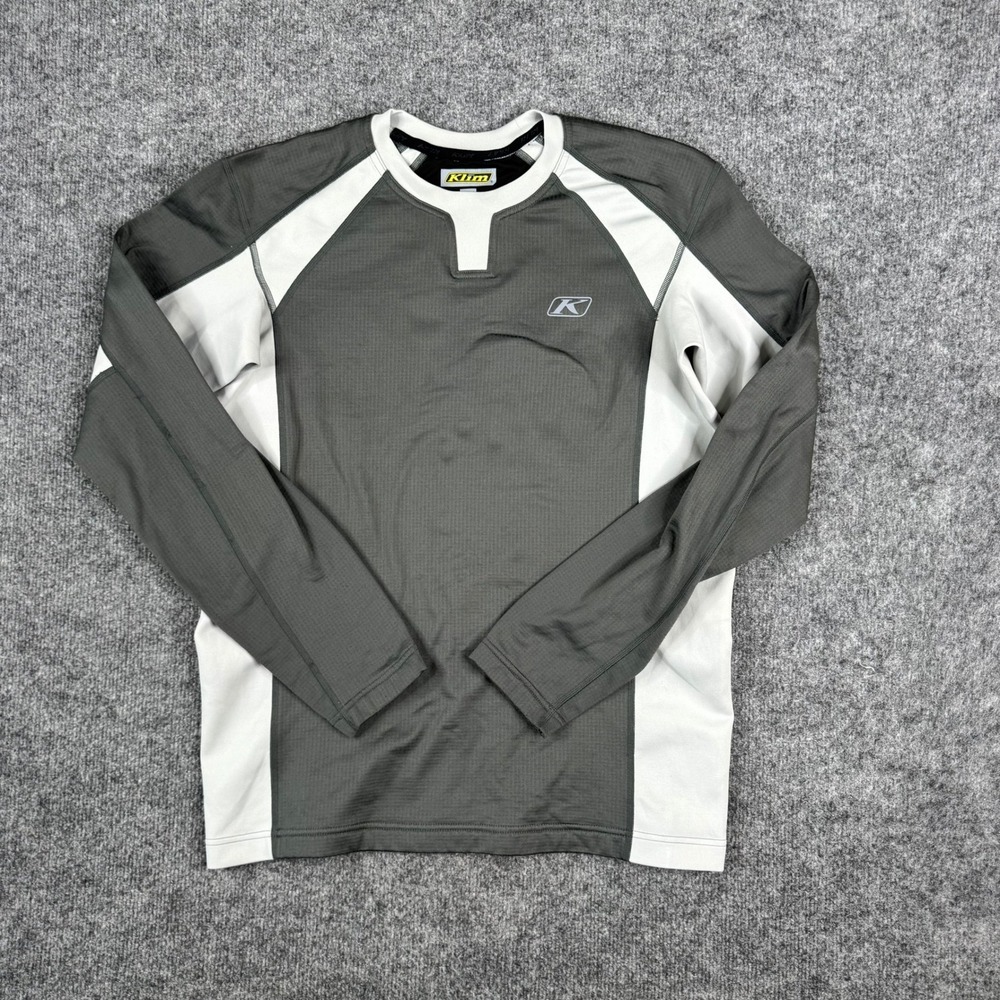 Klim Summit Shirt Mens Size M Grey White Long Sleeve Performance‎ Base Layer